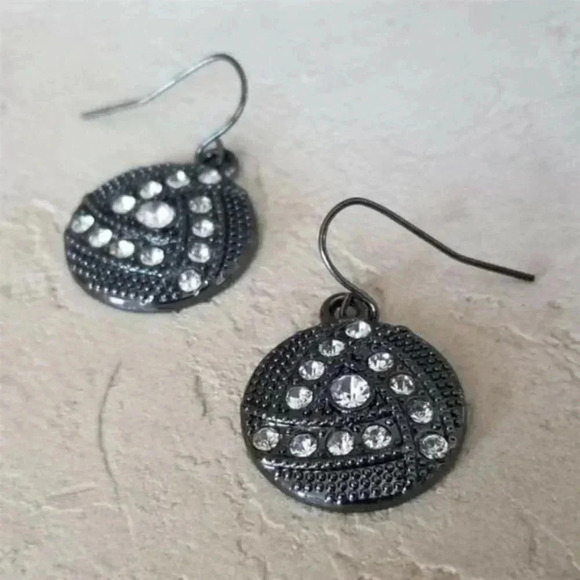 Avant Garde Gunmetal & Crystal Earrings - Picture 6 of 7